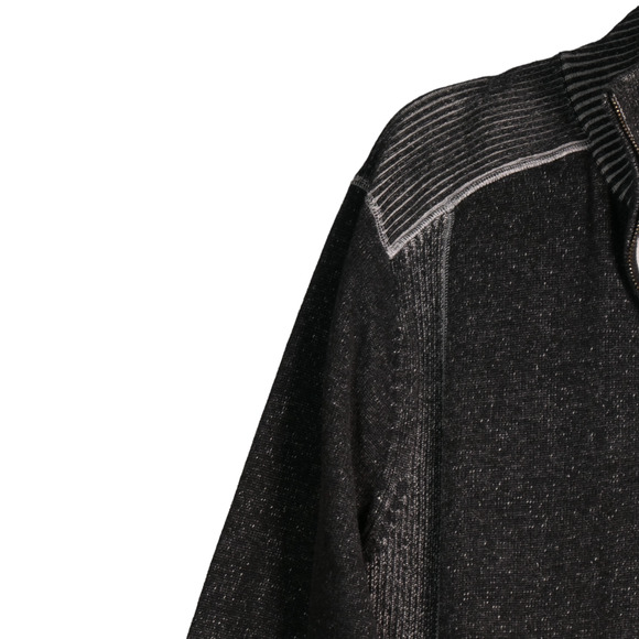 Carbon Knit Sweater Mens XXL Heathered Gray Ribbed Mock Neck 1/4 Zip Slim Fit - Picture 4 of 8